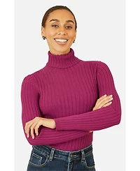 Yumi Women's Ribbed Knit Roll Neck Jumper