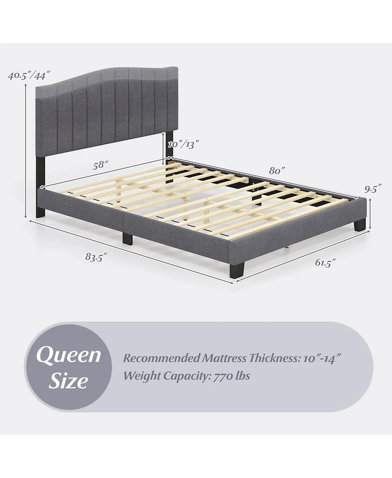 Slickblue Modern Bed Frame with Height-Adjustable Tufted Upholstered Headboard