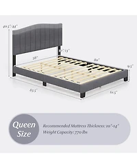 Slickblue Modern Bed Frame with Height-Adjustable Tufted Upholstered Headboard