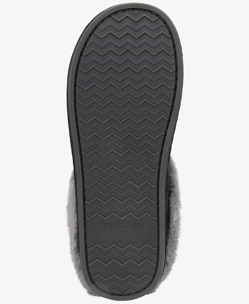 State of Day Women's Boxed Faux-Fur-Collar Clog Slippers, Macy's Exclusive