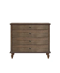 Streamdale Furniture Antique 4-Drawer Chest with Solid Wood Foot and Metal Knobs