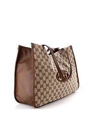 Pre-Owned Gucci Medium Horsebit 1955 Tote Gg Canvas with Leather