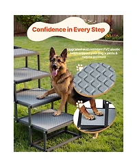 Cozito Dog Stairs for Car 4-Step Extra Wide Foldable Ramp for Large Dogs