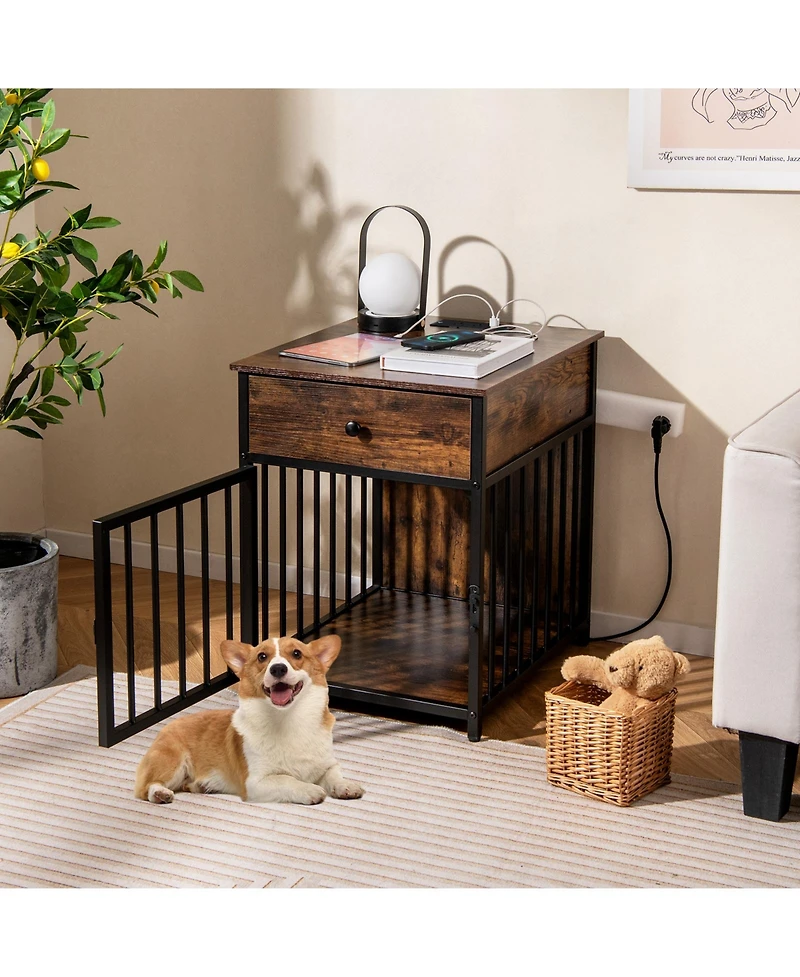 Cozito Dog Crate Furniture for Small Dogs with Charging Station