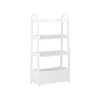 Buzz & Bloom Kids Open-Style Wood Bookshelf with 3 Shelves and Bottom Storage Bin