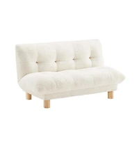 Buzz & Bloom Upholstered Cushioned Kids Couch with Tufted Seat and Back, Wood Legs