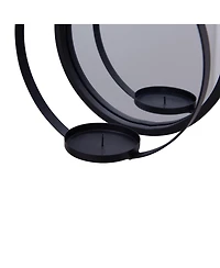 Danya B. Round Iron Pillar Candle Sconce with Mirror