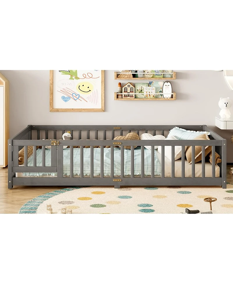 Streamdale Furniture Floor Bed with Safety Guardrails and Door