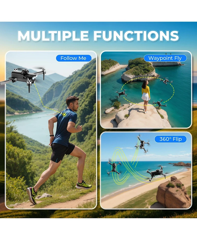 Contixo F19 Arvo Foldable Drone with 1080P Hd Camera, Fpv, Obstacle Avoidance, 2 Batteries, Brushless Motors and Led Lights