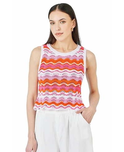 Yumi Women's Stripe Crochet Vest Top