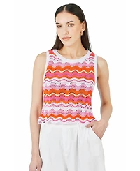 Yumi Women's Stripe Crochet Vest Top