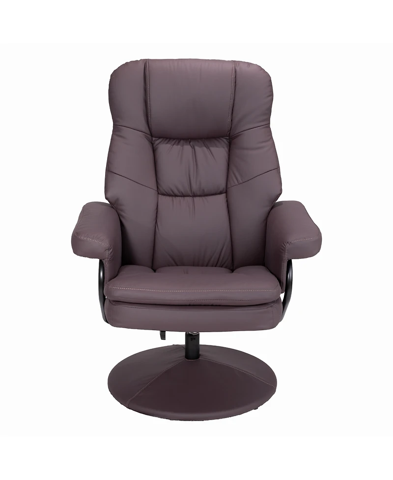 Streamdale Furniture Swivel Leather Recliner Chair with Ottoman