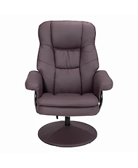 Streamdale Furniture Swivel Leather Recliner Chair with Ottoman