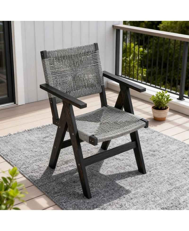 Clihome 1 Piece Hips Sturdy Outdoor Dining Chair, Patio Chair with Woven Seat and Ergonomic Arms