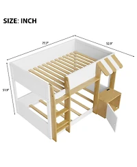 Streamdale Furniture Bunk Bed with Desk, Storage, Ladder and Usb Ports