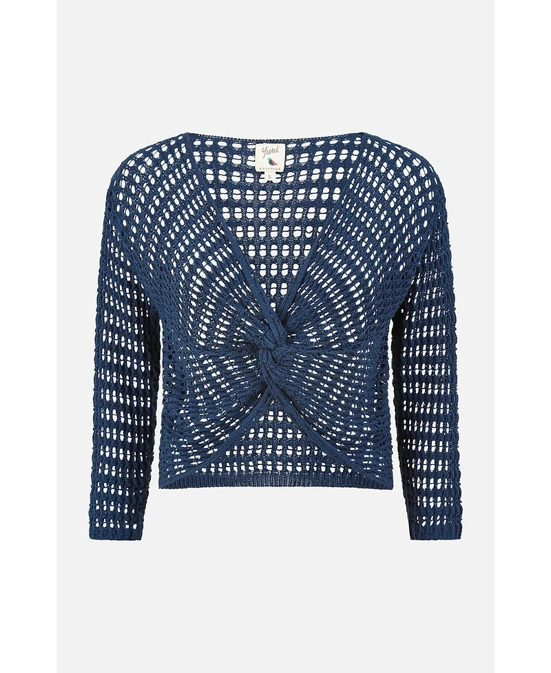 Yumi Women's Crochet Cotton Twisted Bolero Cardigan
