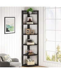 Slickblue Modern 6 Tier Corner Bookcase with Open Display Shelves