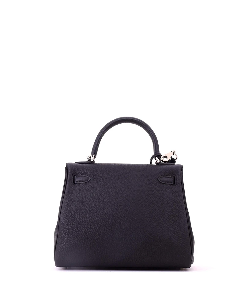 Pre-Owned HERMES Kelly 25 Handbag Black Togo with Palladium Hardware