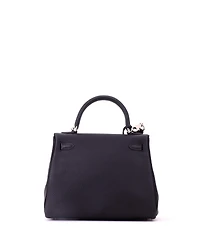 Pre-Owned HERMES Kelly 25 Handbag Black Togo with Palladium Hardware