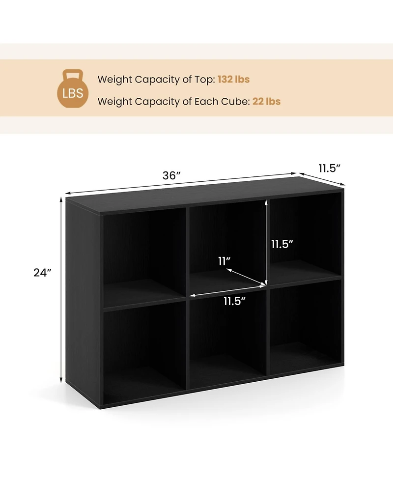 Slickblue Modern 6-Cube Organizer Bookcase with Anti-Tip Hardware