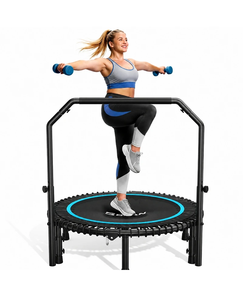 Bcan BT2 40 Inch Mini Rebounder Trampoline with Handle, 450 Lbs Capacity, Bungee Fitness, Adjustable and Quiet