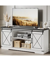 gaomon Tv Stand for 65 Inches with Sliding Barn Doors Adjustable Shelf Storage Cabinet Entertainment Center