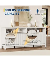 gaomon Sideboard Buffet Cabinet with Storage,65" Fluted Cabinet with 4 Doors, Long Buffet Cabinet, Sideboard Storage Cabinet for Kitchen,Living Room
