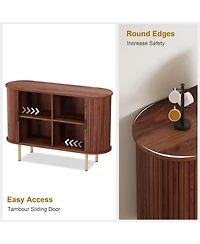 gaomon 47" Fluted Sideboard Buffer Cabinet with Sliding Doors, Modern Wood Accent Storage Cabinet with Adjustable Shelves