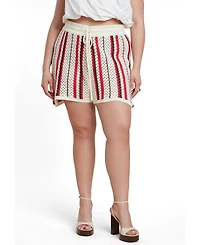 Eloquii Women's Striped Crochet Short