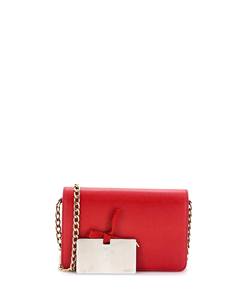 Pre-Owned Prada Chain Wallet Crossbody Saffiano Leather