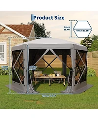 gaomon 13Feet Collapsible Gazebo Tent With 6 Removable Wind Panels For Outdoor Events, Camping, Patio, Backyard