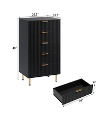 gaomon 48 Inch Tall 5 Drawer Dresser Metal Handle Storage Chest with Anti Tipping Structure for Home Use
