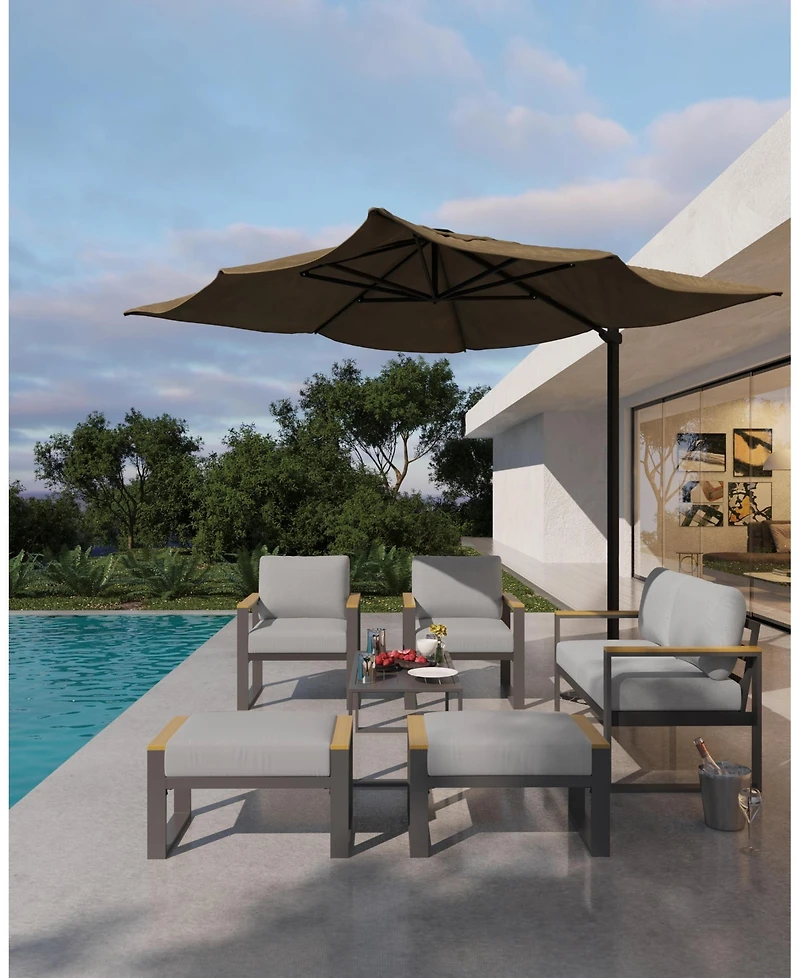 gaomon All-Weather Indoor/ Outdoor Loveseat Sofa Set for Balcony, Garden, Deck, Living Room with Coffee Table