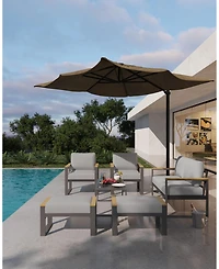 gaomon All-Weather Indoor/ Outdoor Loveseat Sofa Set for Balcony, Garden, Deck, Living Room with Coffee Table