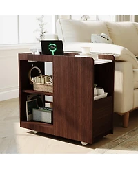 homfan Versatile Mobile Buffet Sideboard, Dining Room Storage Cabinet with Wheels, Modern Design, Multi-Purpose Utility