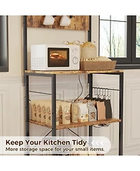 gaomon Freestanding Kitchen Storage Shelf, Coffee Bar Organizer with Power Outlet and Usb Ports