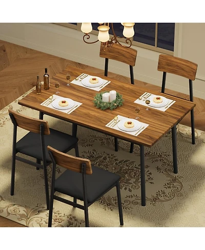 gaomon Kitchen Dining Table and Chairs Set for 4 with Upholstered Pu Cushioned Chairs