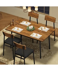 gaomon Kitchen Dining Table and Chairs Set for 4 with Upholstered Pu Cushioned Chairs