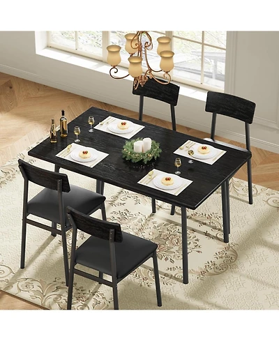 gaomon Kitchen Dining Table and Chairs Set for 4 with Upholstered Pu Cushioned Chairs