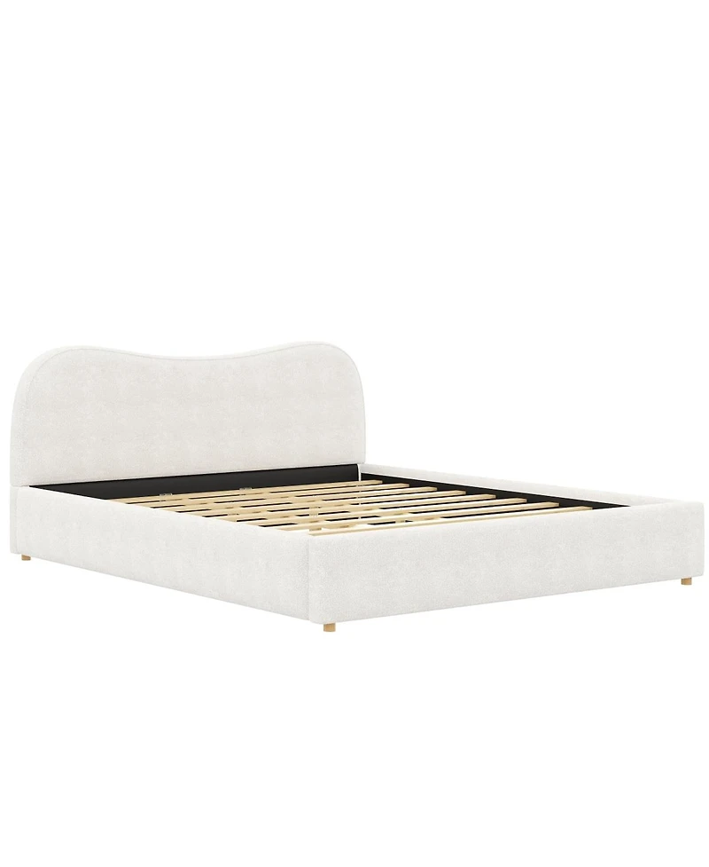 Streamdale Furniture Upholstered Platform Bed with Wooden Slats