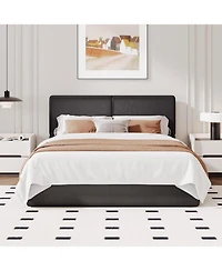 homfan Upholstered Platform Bed Frame with Headboard, Corduroy Fabric, Stable Wooden Slat Support, Quiet Structure