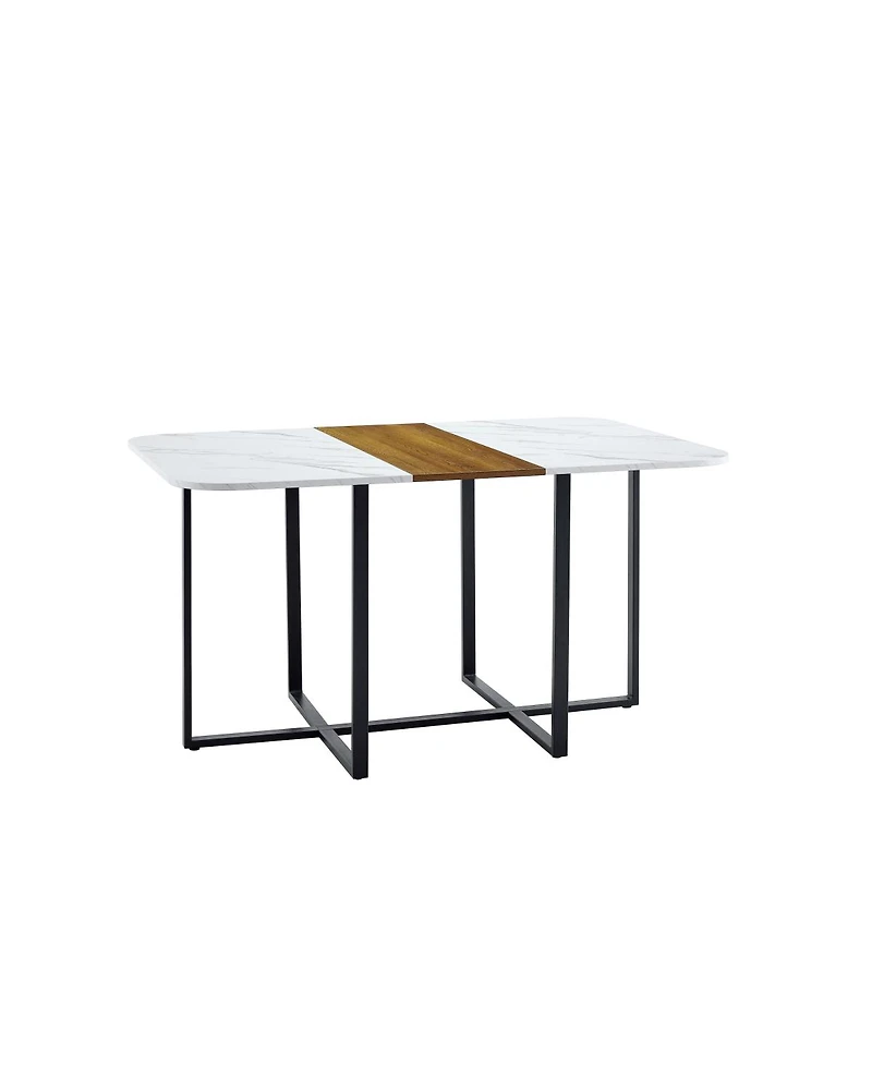 Streamdale Furniture 7 Piece Rectangular Faux Marble Dining Set with 6 Velvet Chairs