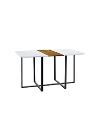 Streamdale Furniture 7 Piece Rectangular Faux Marble Dining Set with 6 Velvet Chairs