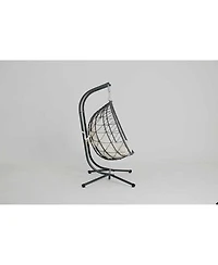 Streamdale Furniture 2-Person Wicker Hanging Egg Chair with Stand for Indoor and Outdoor Use