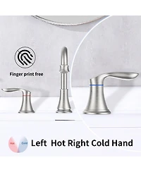 Phying 2-Handle 8 inch Widespread Bathroom Sink Faucet Brushed Nickel Lavatory Faucet 3 Hole 360degree(s) Swivel Spout Vanity Sink Basin Faucets