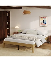 homfan Bed Frame,14 Inch Wood Platform Bed with Metal and Wood Slat Support,Noise-Free,No Box Spring Needed,Easy Assembly