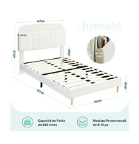 homfan 2Piece Twin Bed Frames, Platform Bed with Bookcase Headboard, Velvet Mattress Foundation, Heavy Duty Steel Legs, Easy Assembly