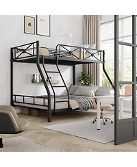 homfan Heavy Duty Metal Bunk Bed Modern Space, Saving Steel Frame with Safety Guard Rails, Ideal for Bedroom or Dormitory