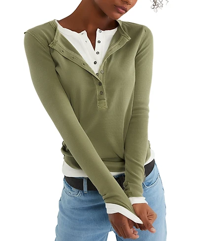 Free People Women's Long-Sleeve Henley Top