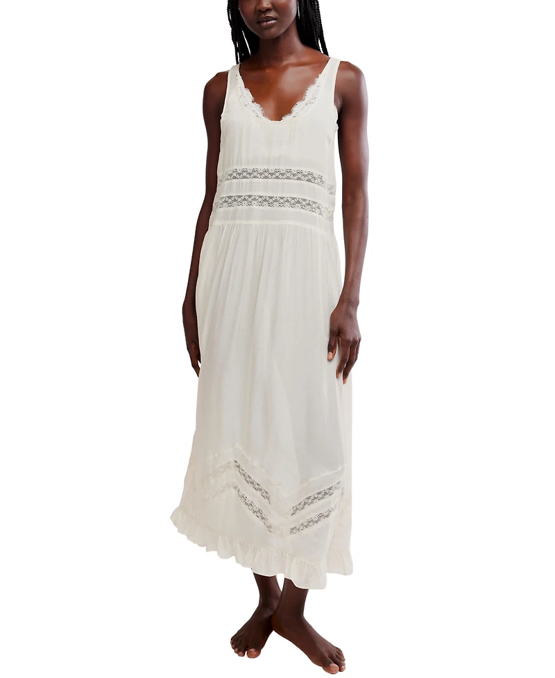 Free People Women's Scoop Neck Voile & Lace Midi Dress